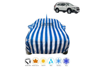 Chevrolet Captiva White Blue Stripes Car Cover