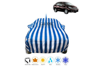 Honda Amaze 2016-2018 White Blue Stripes Car Cover