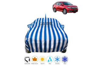 Honda Amaze 2018-2019 White Blue Stripes Car Cover