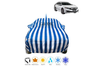 Honda Civic 2019 White Blue Stripes Car Cover