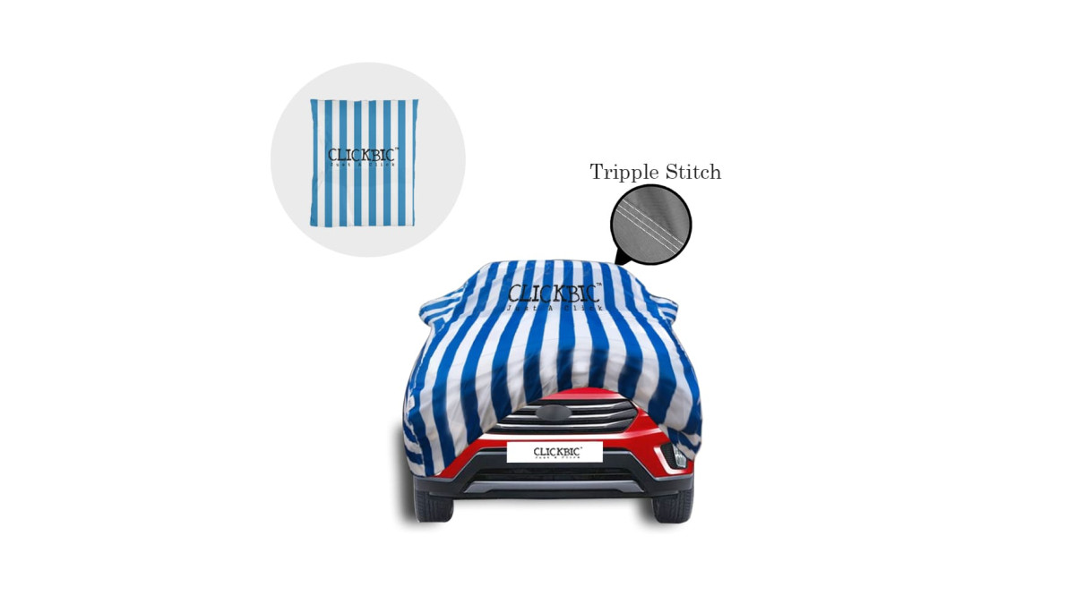 Hyundai Creta 2017-2018 White Blue Stripes Car Cover