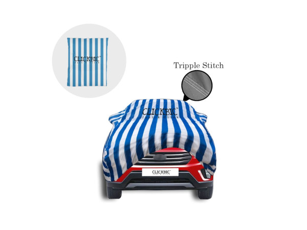 Hyundai Creta 2017-2018 White Blue Stripes Car Cover