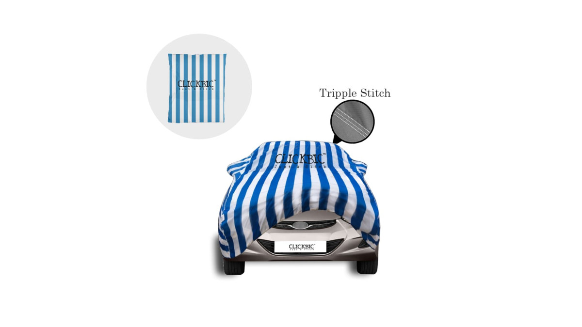Hyundai Elantra 2012-2014 White Blue Stripes Car Cover