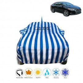 Hyundai Elantra 2017 White Blue Stripes Car Cover