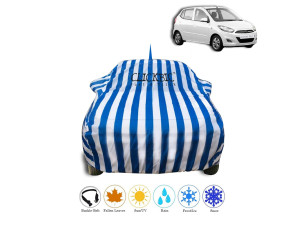 Hyundai i10 2007-2013 White Blue Stripes Car Cover