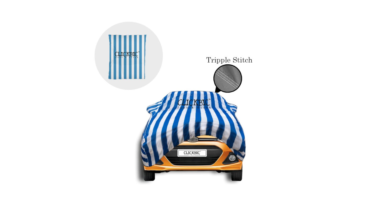 Hyundai i10 Grand White Blue Stripes Car Cover