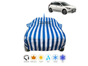 Hyundai i20 Facelift 2008-2011 White Blue Stripes Car Cover