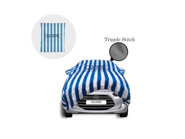 Hyundai Santro 2018 White Blue Stripes Car Cover