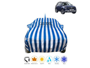 Hyundai Venue 2017 White Blue Stripes Car Cover