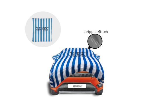Mahindra XUV 300 White Blue Stripes Car Cover
