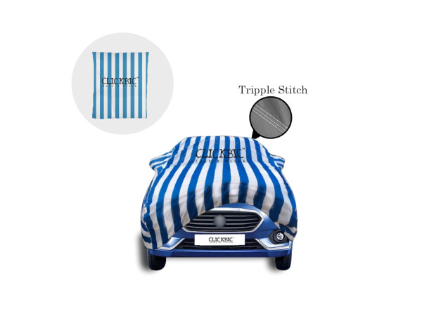 Maruti Suzuki Dzire 2018 White Blue Stripes Car Cover