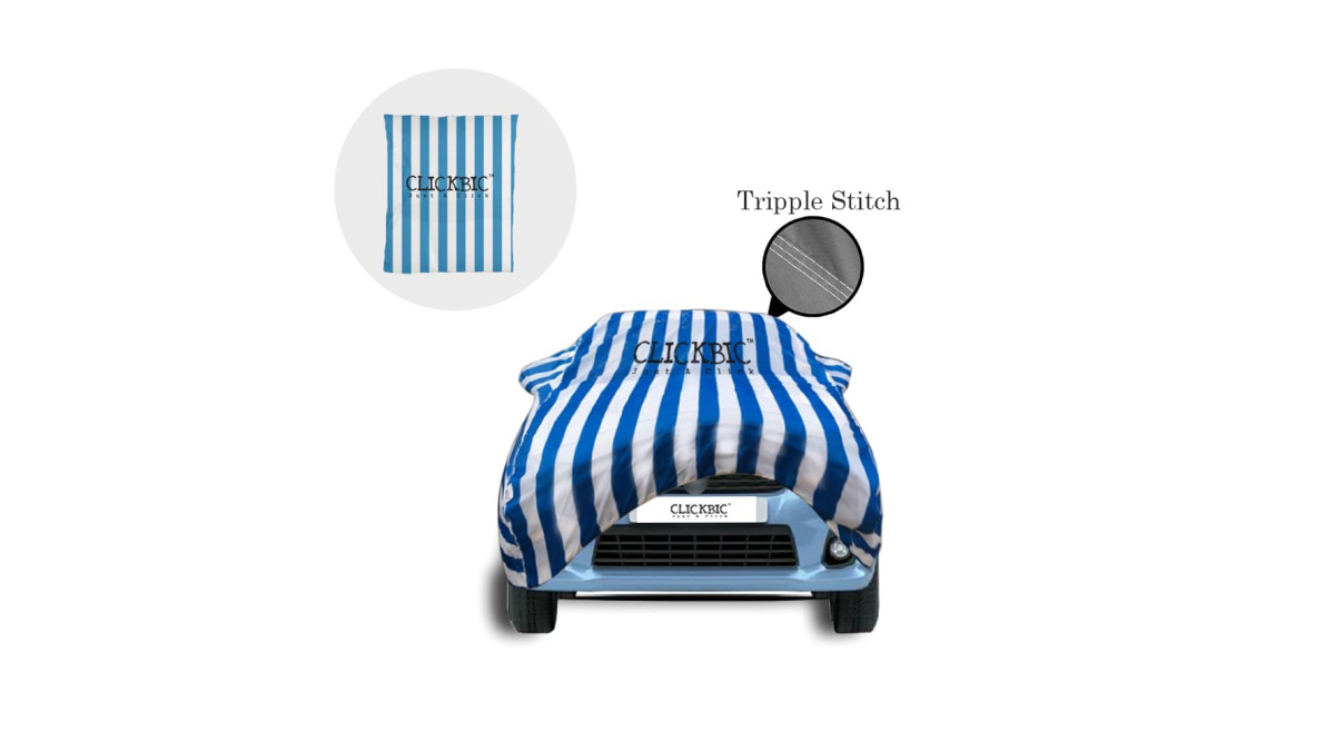 Maruti Suzuki Ertiga White Blue Stripes Car Cover