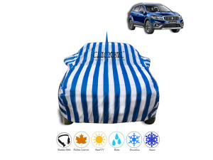 Maruti Suzuki S-Cross White Blue Stripes Car Cover