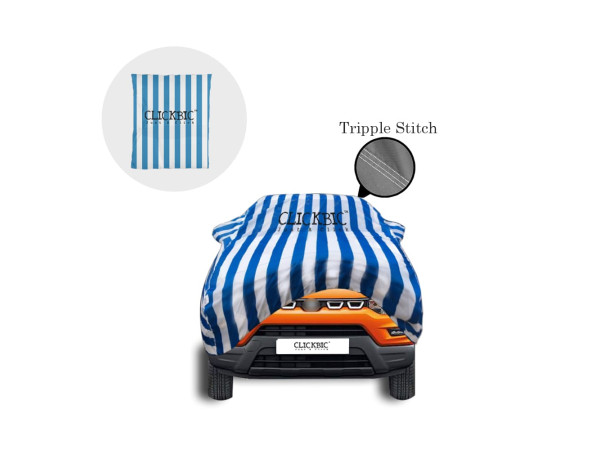 Maruti Suzuki S-Presso White Blue Stripes Car Cover