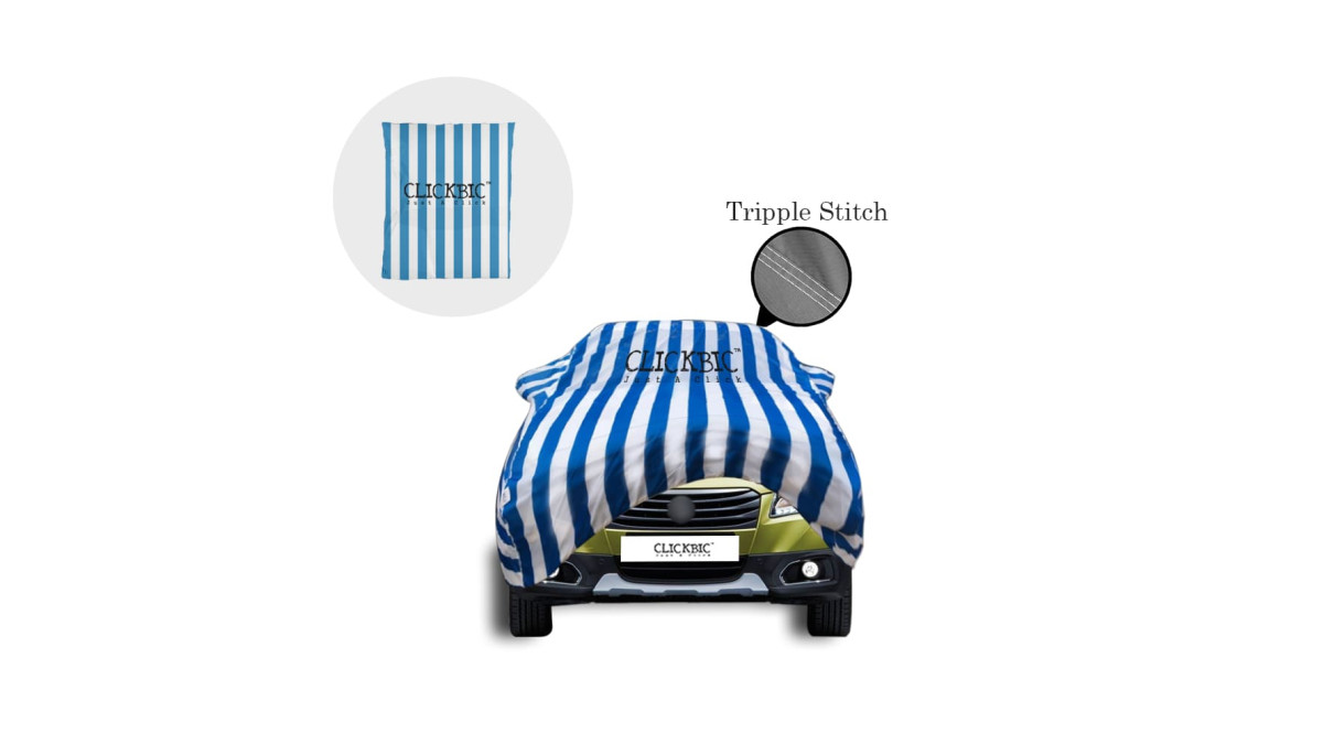 Maruti Suzuki SX4 White Blue Stripes Car Cover
