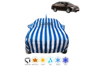 Nissan Sunny White Blue Stripes Car Cover