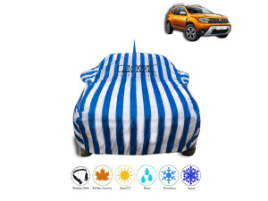 Renault Duster (2019) White Blue Stripes  Car Cover