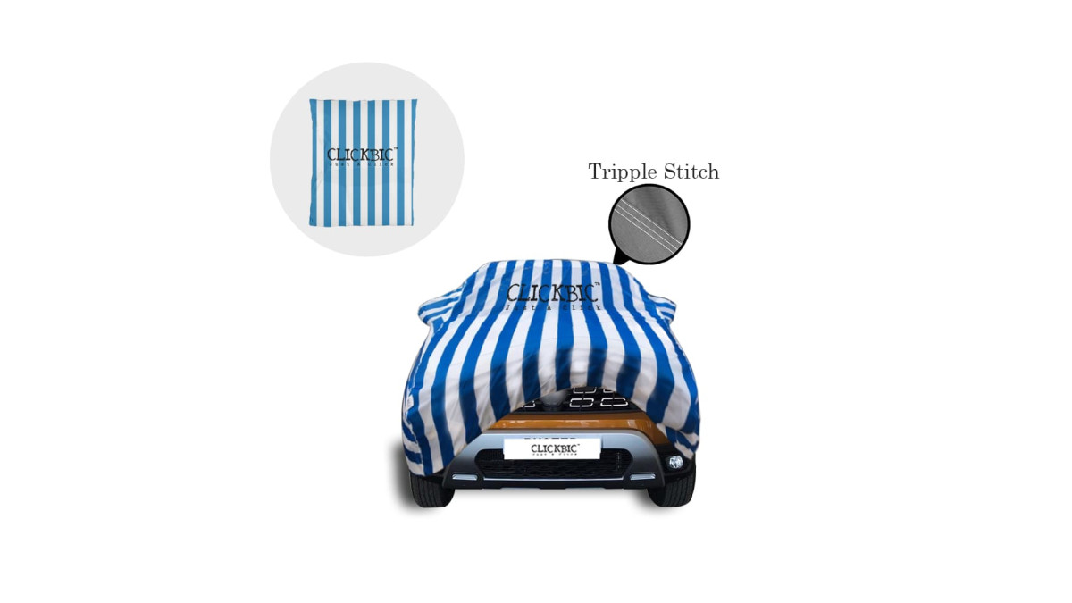 Renault Duster (2019) White Blue Stripes  Car Cover