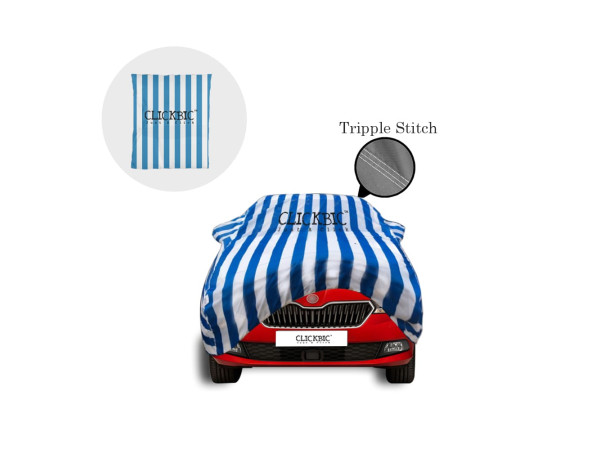 Skoda Fabia White Blue Stripes Car Cover