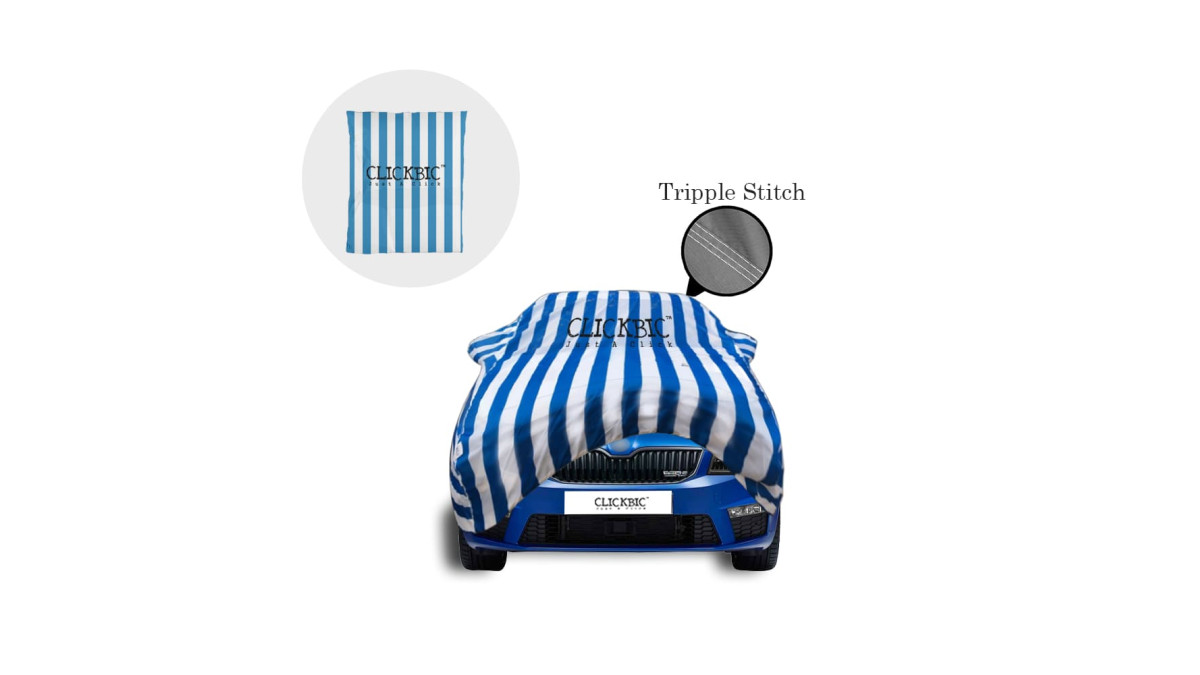 Skoda Octavia White Blue Stripes Car Cover