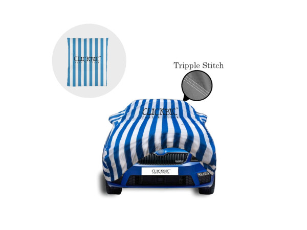 Skoda Octavia White Blue Stripes Car Cover