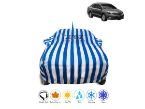 Skoda Rapid White Blue Stripes Car Cover