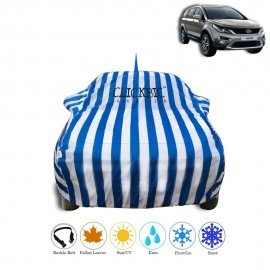 Tata Hexa White Blue Stripes Car Cover