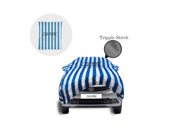 Tata Tigor White Blue Stripes Car Cover