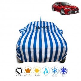 Toyota Camry 2014 White Blue Stripes Car Cover