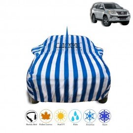 Toyota Fortuner 2016 White Blue Stripes Car Cover