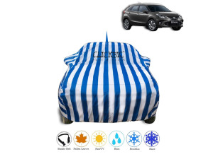 Toyota Glanza White Blue Stripes Car Cover