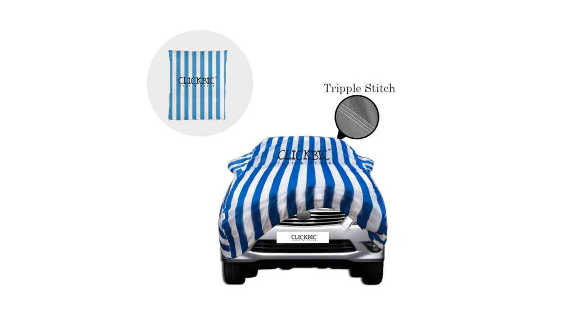 Toyota Innova 2012-2014 White Blue Stripes Car Cover