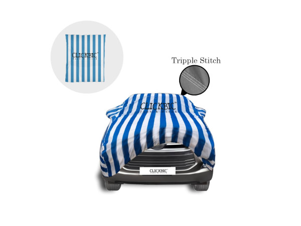 Toyota Innova Crysta White Blue Stripes Car Cover