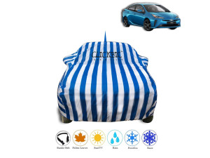 Toyota Prius White Blue Stripes Car Cover