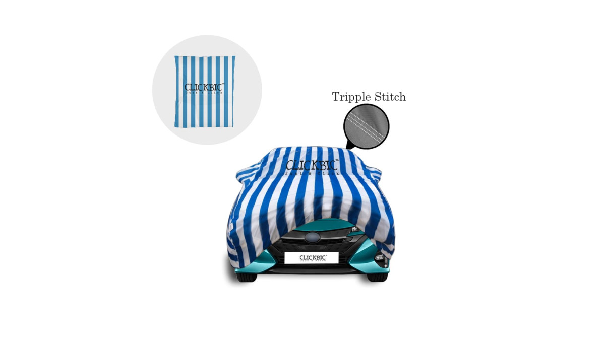 Toyota Prius White Blue Stripes Car Cover