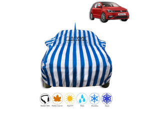 Volkswagen Polo White Blue Stripes Car Cover