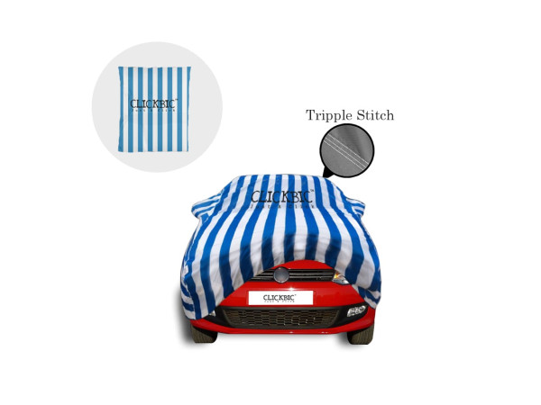 Volkswagen Polo White Blue Stripes Car Cover