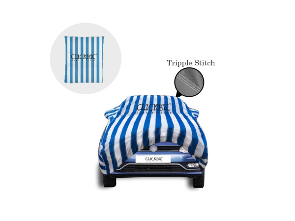 Volkswagen Ameo White Blue Stripes Car Cover