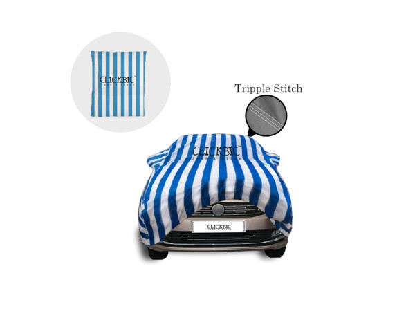 Volkswagen Vento White Blue Stripes Car Cover