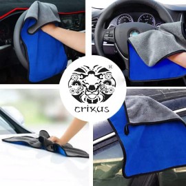 Crixus Car Detailing Microfiber Towel 40x40 - 700 GSM, Blue and Grey