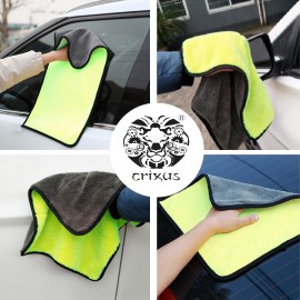 Crixus Car Detailing Microfiber Towel 40x60 - 700 GSM, Yellow and Grey