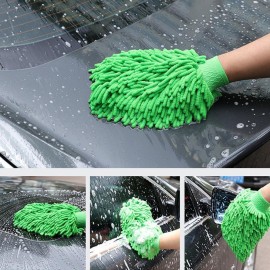 Crixus Microfiber Gloves for Car Cleaning - 25x16 cm Green