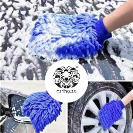 Crixus Microfiber Gloves for Car Cleaning - 25x16 cm, Blue