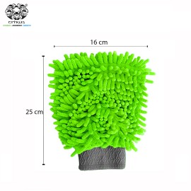 Crixus Microfiber Gloves for Car Cleaning - 25x16 cm Green