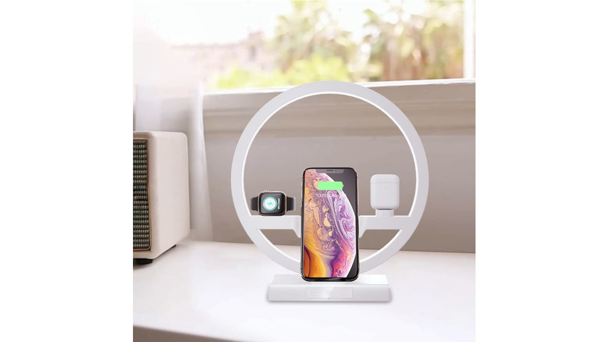 3-in-1 wireless charger dock with table lamp