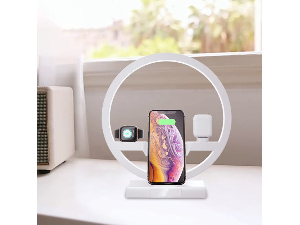 3-in-1 wireless charger dock with table lamp
