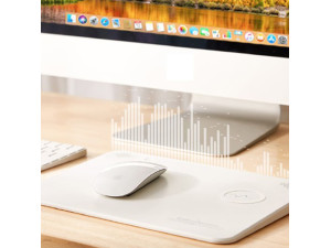 Ultra thin mousepad with bluetooth speaker and universal Qi wireless phone charger